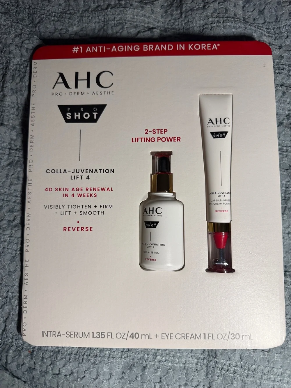 NIB AHC Pro Shot Colla-Juvenation Lift 4 Duo Set – Intra Serum + Eye Cream ..B